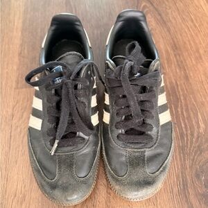 adidas kids Black Sneakers with White Three Stripes